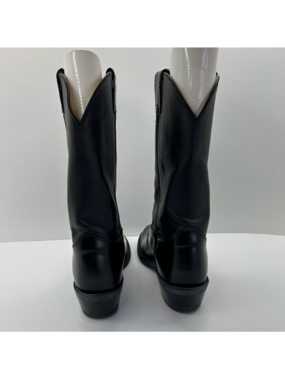 Justin Tobias 3040 Trooper Western Boots Men 11.5D Vibram Pull On Black Leather - Picture 5 of 11